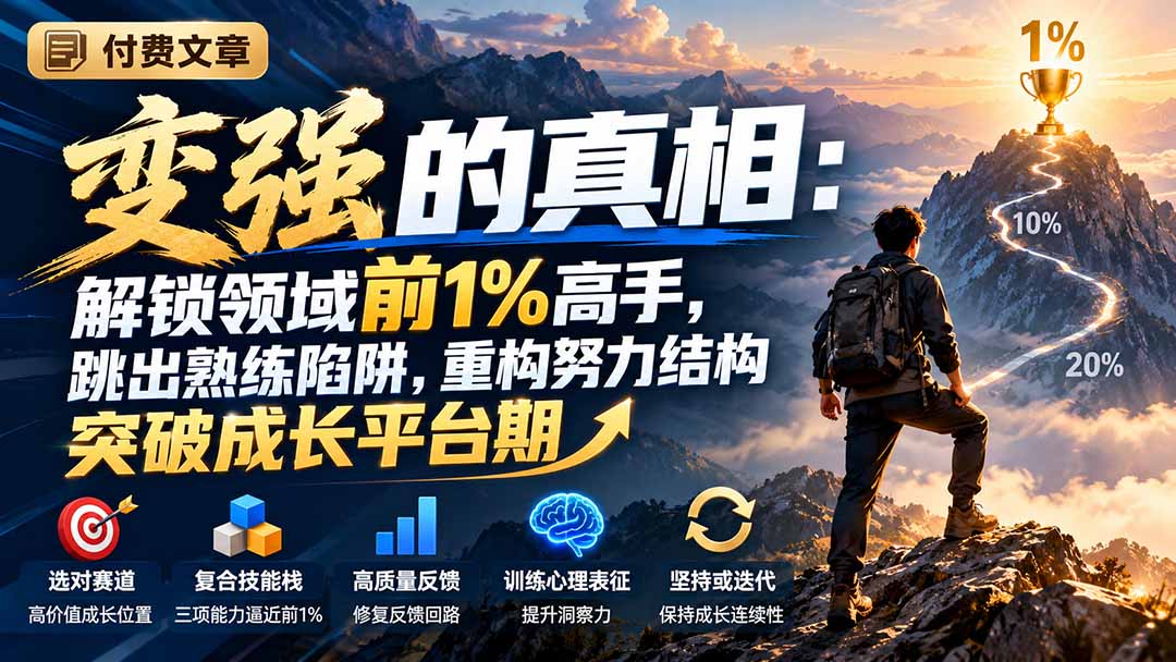 付费文章：变强的真相：解锁领域前1%高手，跳出熟练陷阱，重构努力结构突破成长平台期-宣源知识学堂