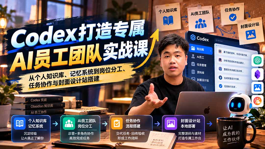 【无水印】Codex打造专属AI员工团队实战课：从个人知识库、记忆系统到岗位分工、任务协作与封面设计站搭建-宣源知识学堂